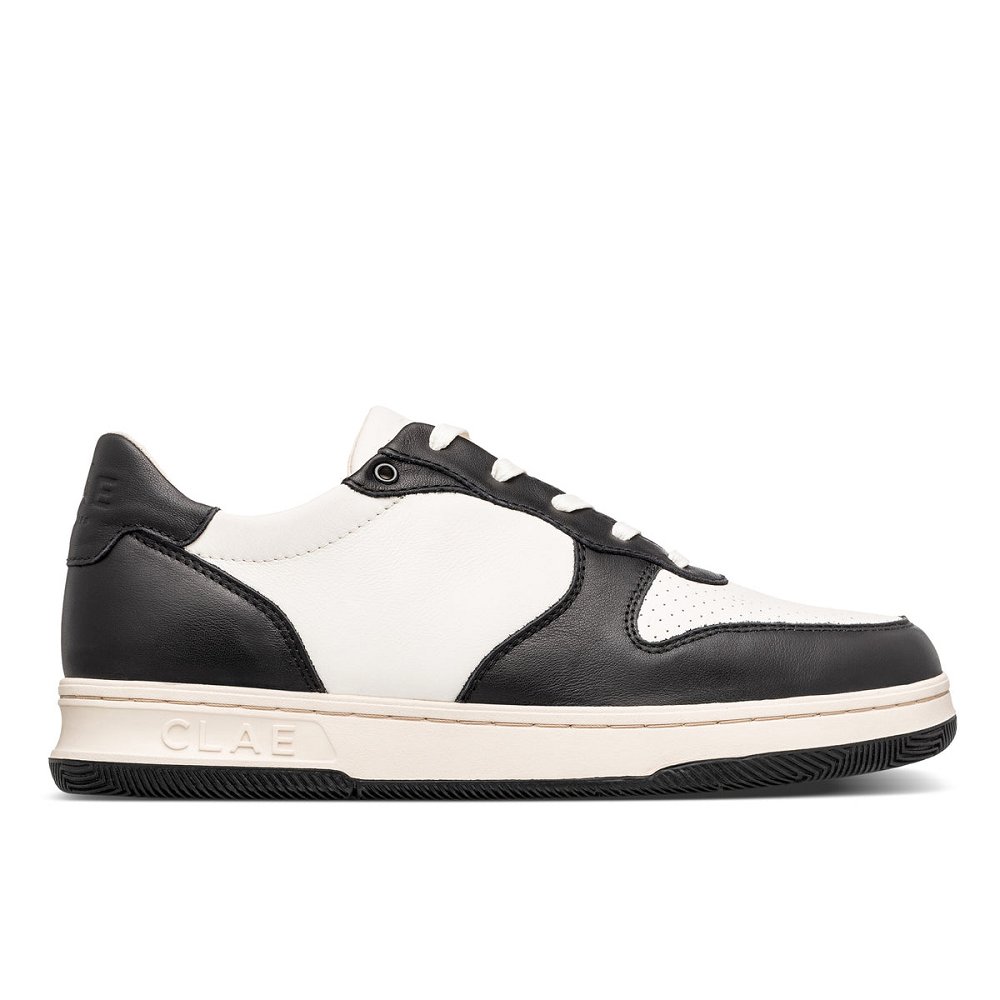 CLAE MALONE Shoes Mens USA849-G25 In Black Leather Off White